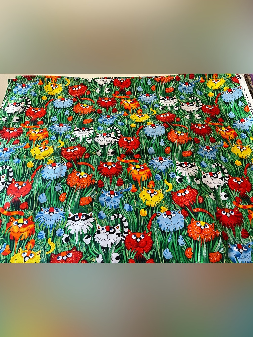 Quilting Sewing Crafts Fabric Rainbow Cats Colorful Cartoon Felines Cotton